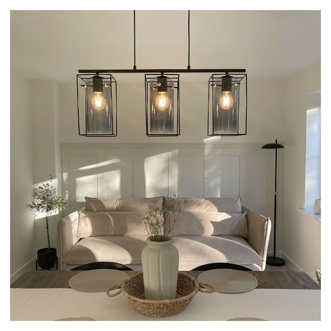Merton 3 Light Ceiling Light Black main product photo