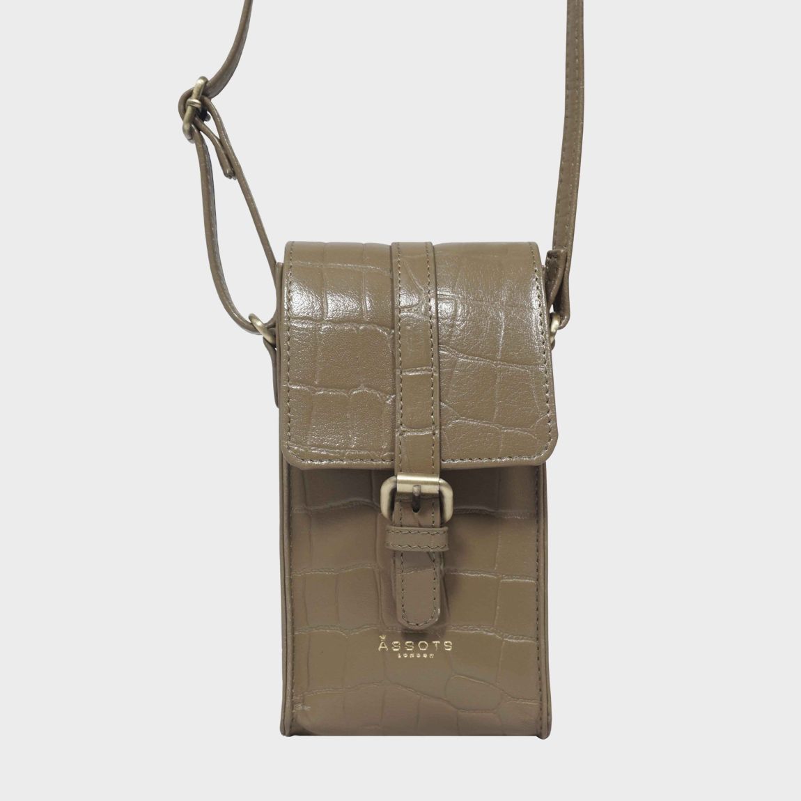 'PETRA' Croc Real Leather Mobile Phone Crossbody Bag main product photo