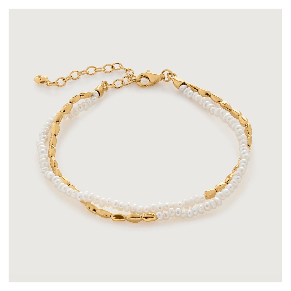 Gold Vermeil Mini Nugget Pearl Beaded Bracelet - Pearl main product photo