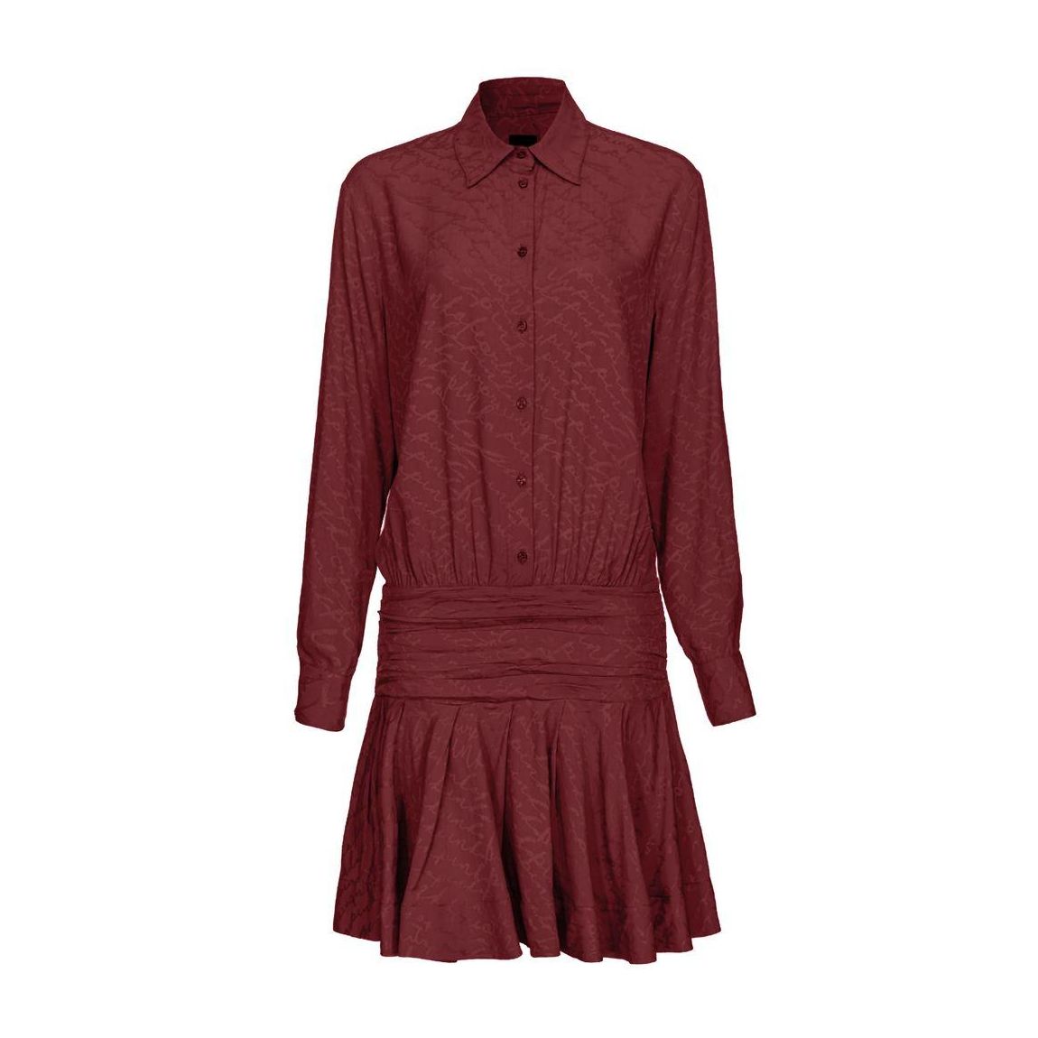 Jacquard Silk Shirt Dress with All-Over Logo Design Wo - Red main product photo
