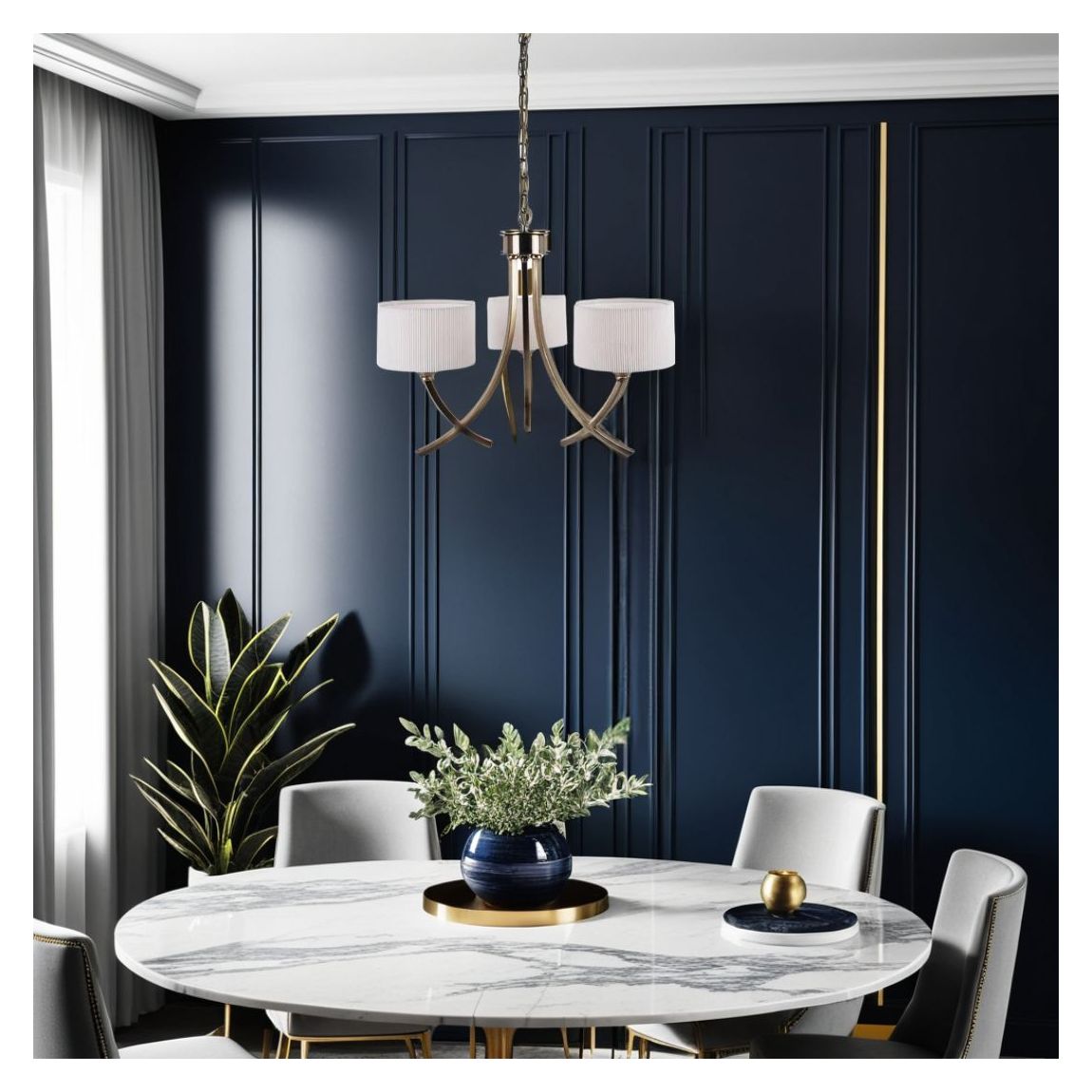 Justina 3 Light Antique Brass Pendant Chandelier Ceiling Light main product photo