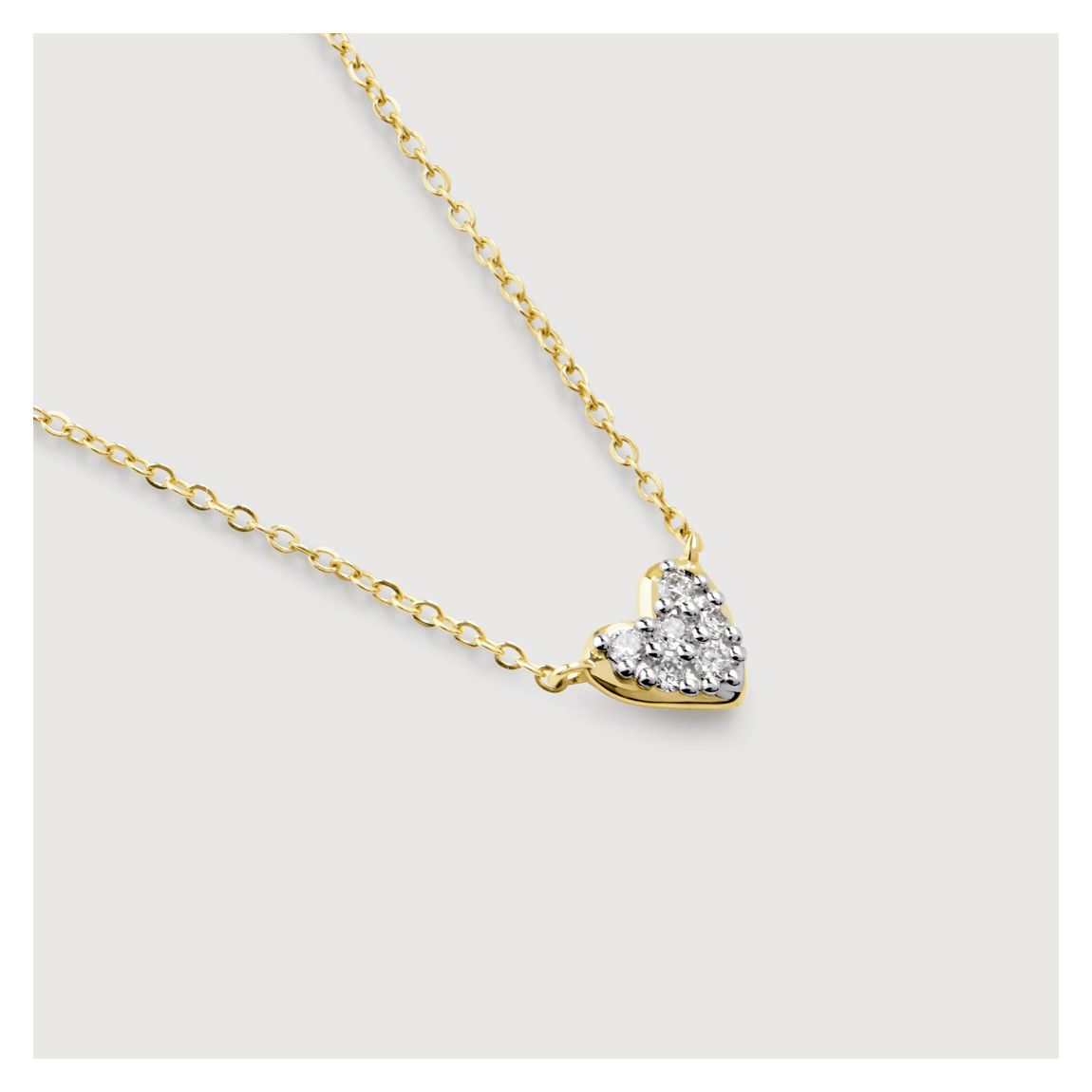 Gold Mini Heart Diamond Chain Necklace - Lab Grown Diamond main product photo