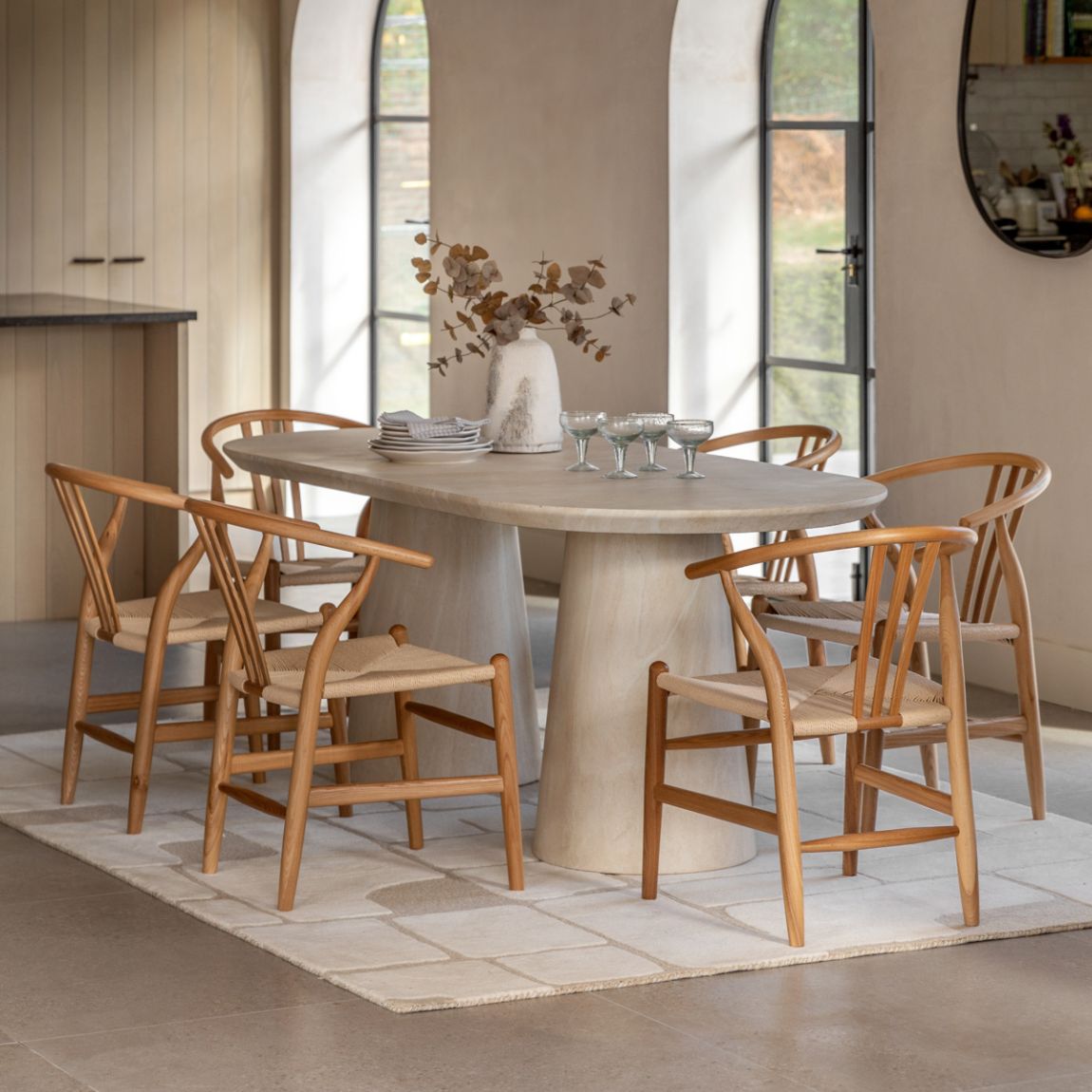 Stonebrook Oval Dining Table Travertine main product photo