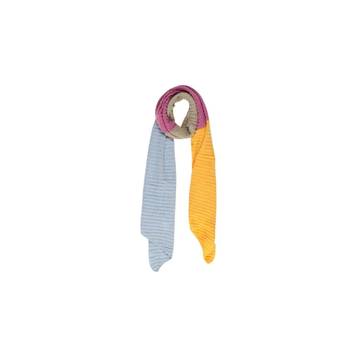 Color Block Ribbed Knit Scarf Wo - Yellow Scarves main product photo