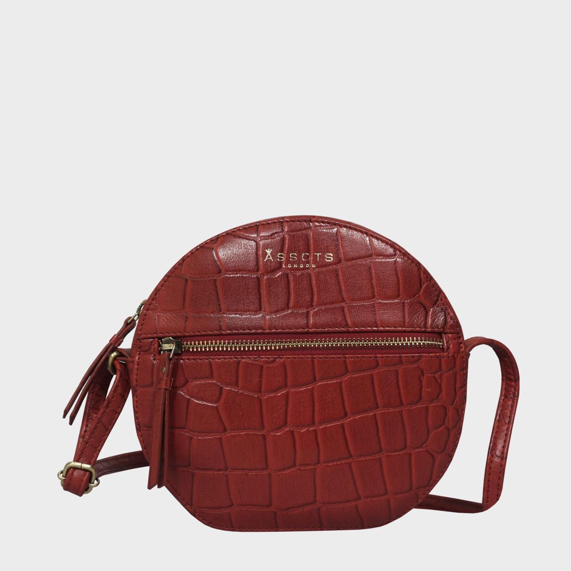 JANE' Embossed Croc Leather Round Designer Crossbody Bag main product photo