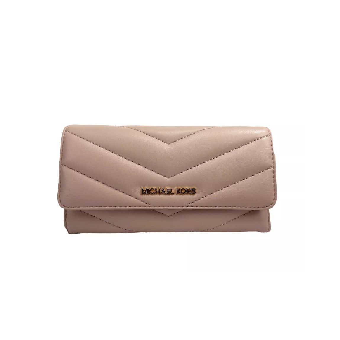 Quilted Leather Wallet Jet Set Style Wo - Powder Blush. main product photo
