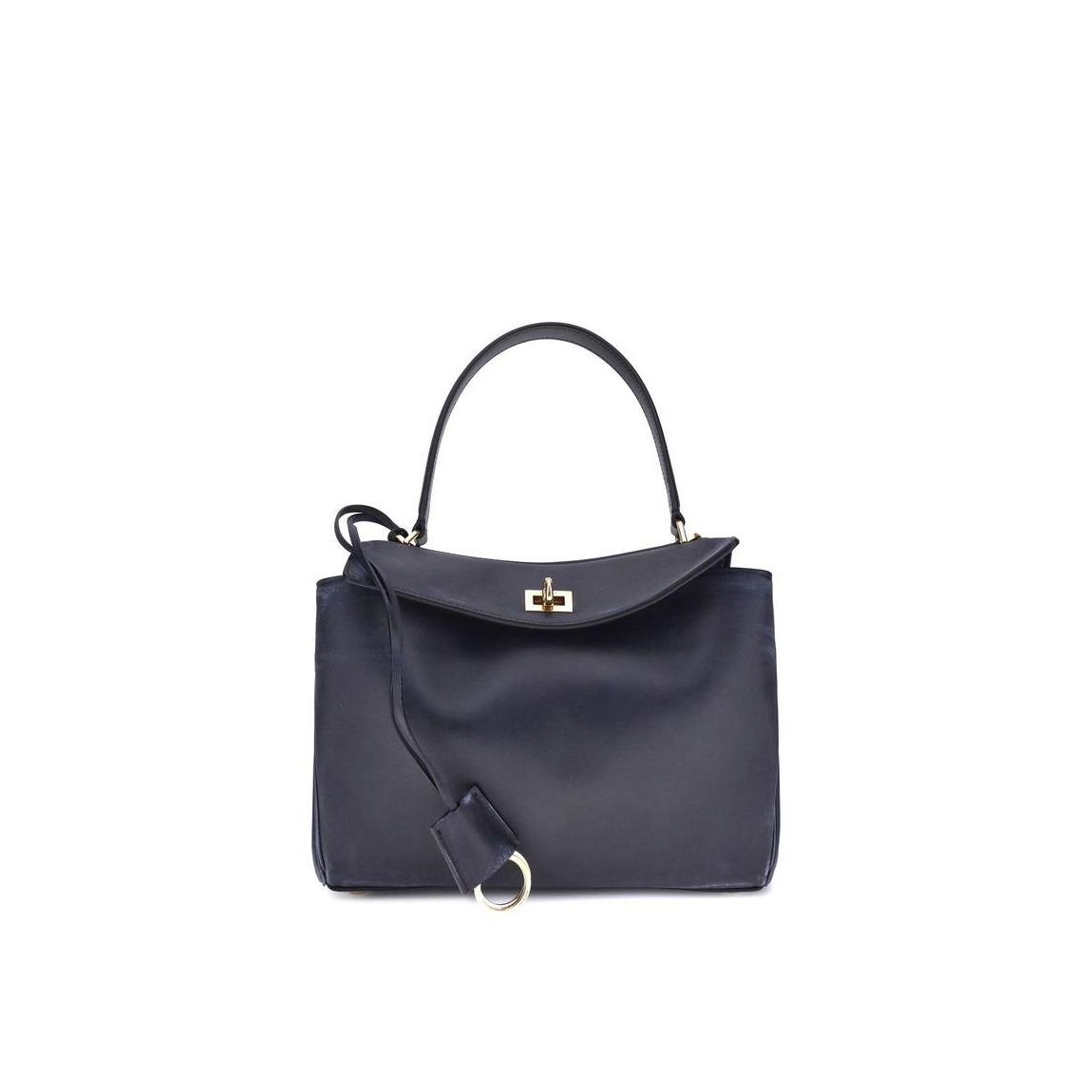 Small Shoulder Bag in Used-Effect Leather Wo - Blue main product photo
