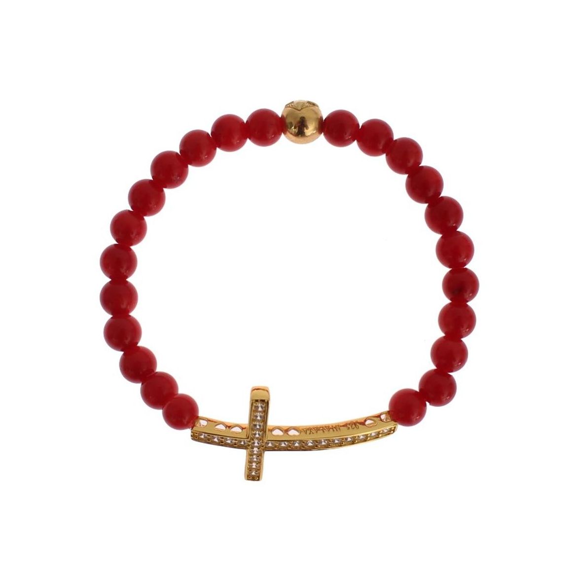 CZ Cross Coral Gold Bracelet Wo - Red main product photo