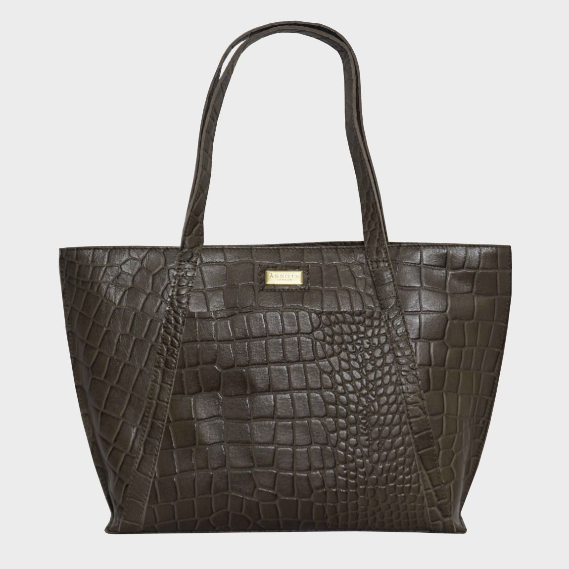 AGNES' Croc Embossed Real Leather Designer Tote Bag main product photo