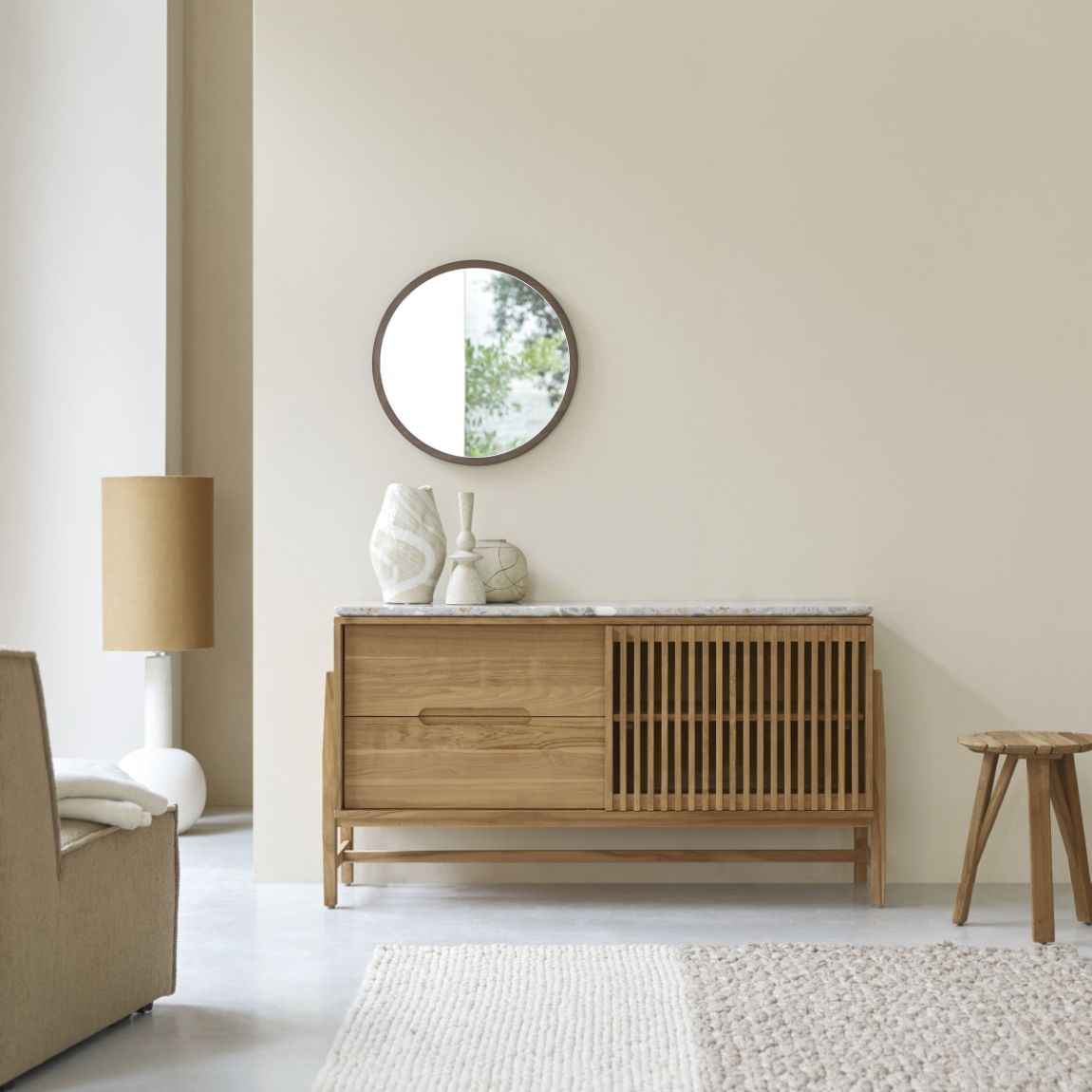 Isaure - Sideboard in solid teak and premium terrazzo - 140 cm main product photo