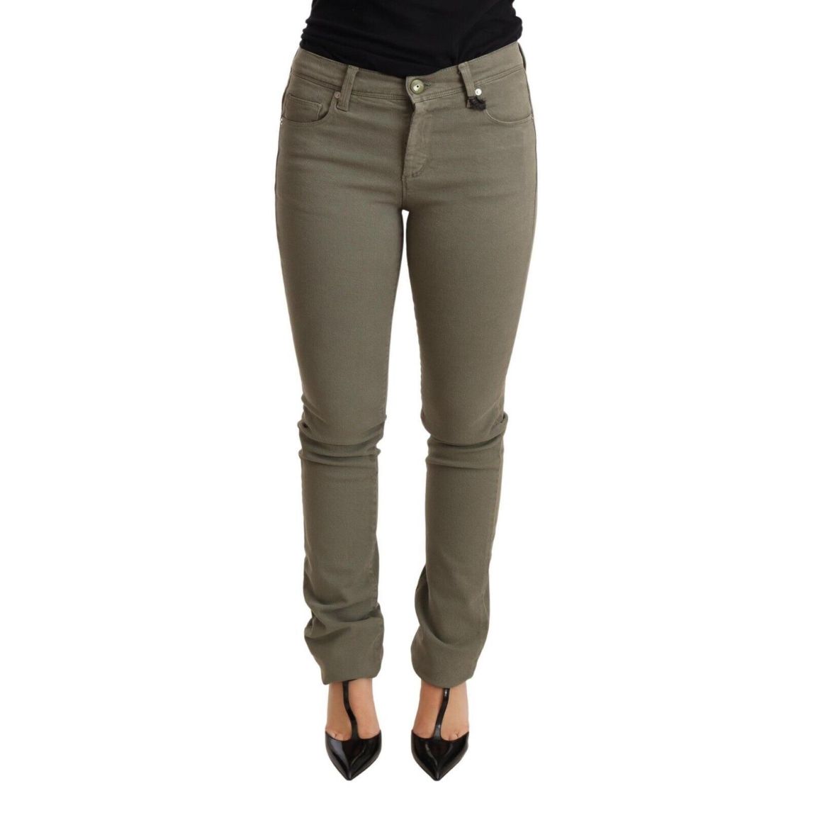 Olive Green Cotton Stretch Jeans Wo Jeans main product photo
