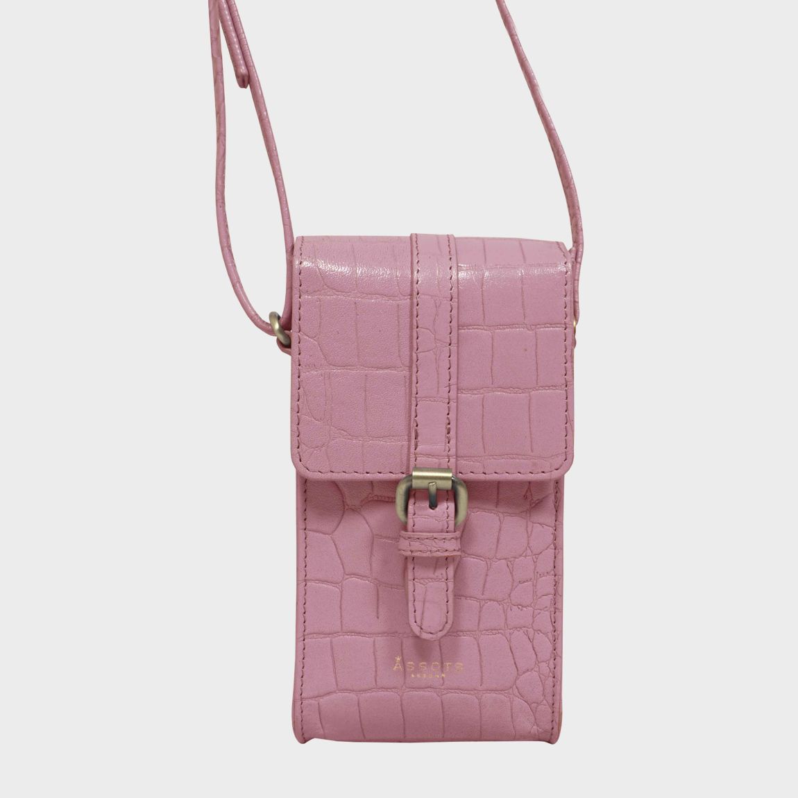 'PETRA' Croc Real Leather Mobile Phone Crossbody Bag main product photo
