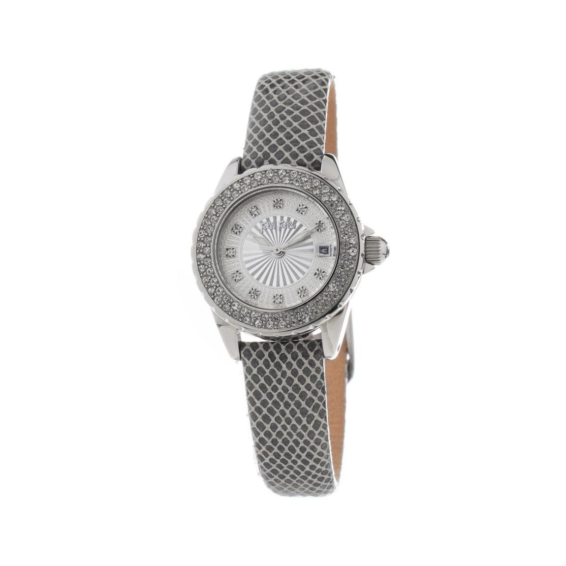 Analog Quartz Watch with Round Face and Crystal Accents Wo - Gray main product photo