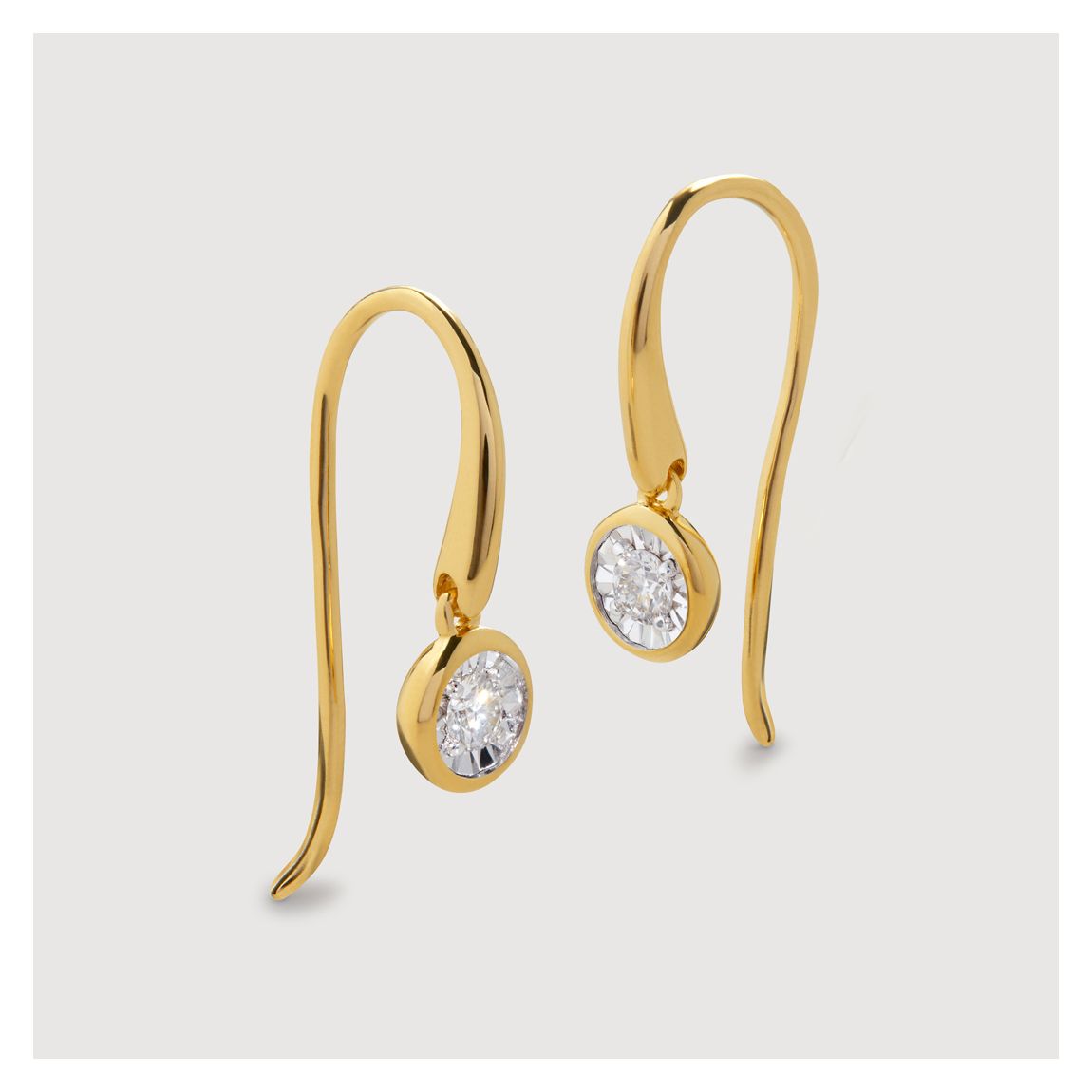 Gold Vermeil Solitaire Diamond Wire Earrings - Lab Grown Diamond main product photo