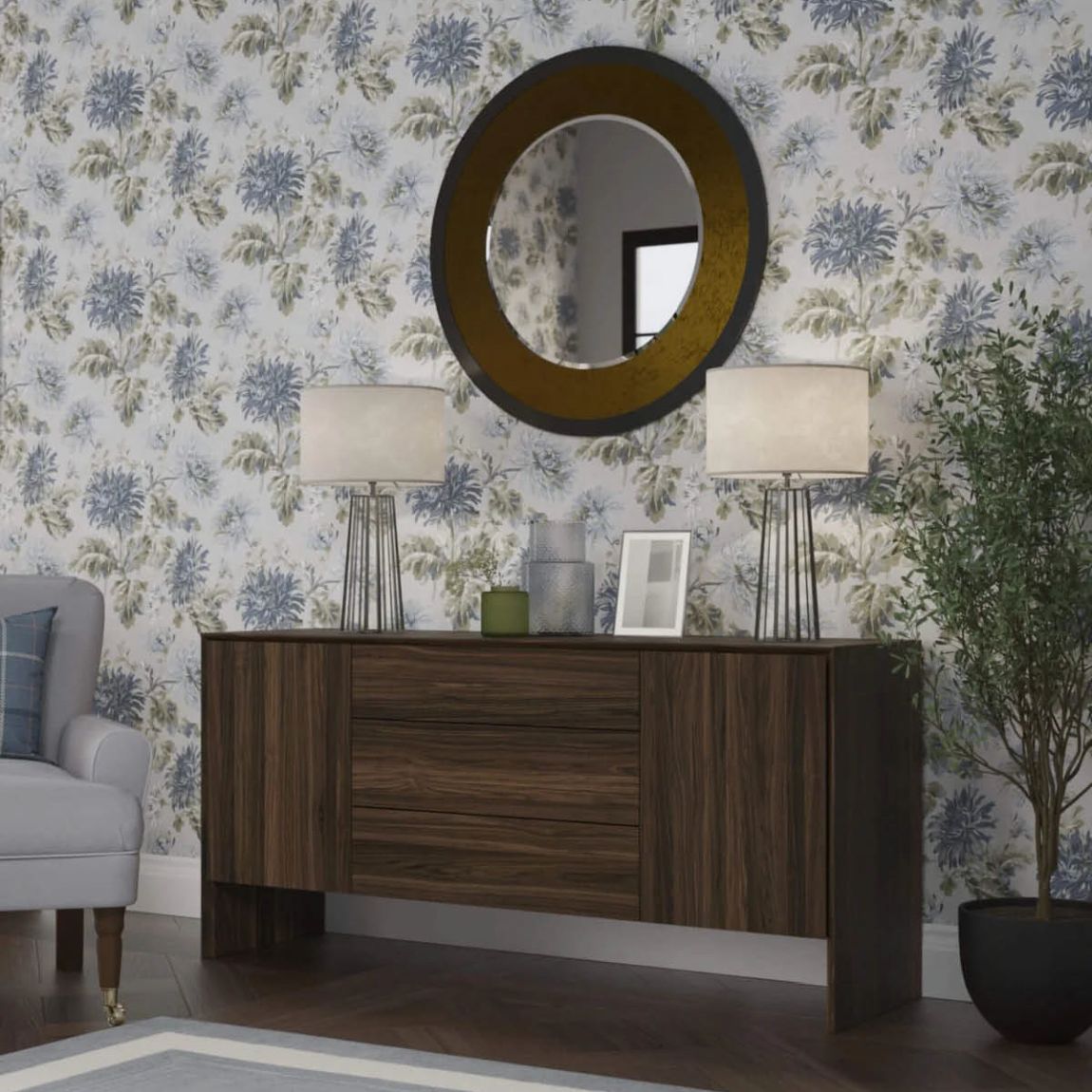 Ammanford Walnut 2 Door 3 Drawer Sideboard main product photo