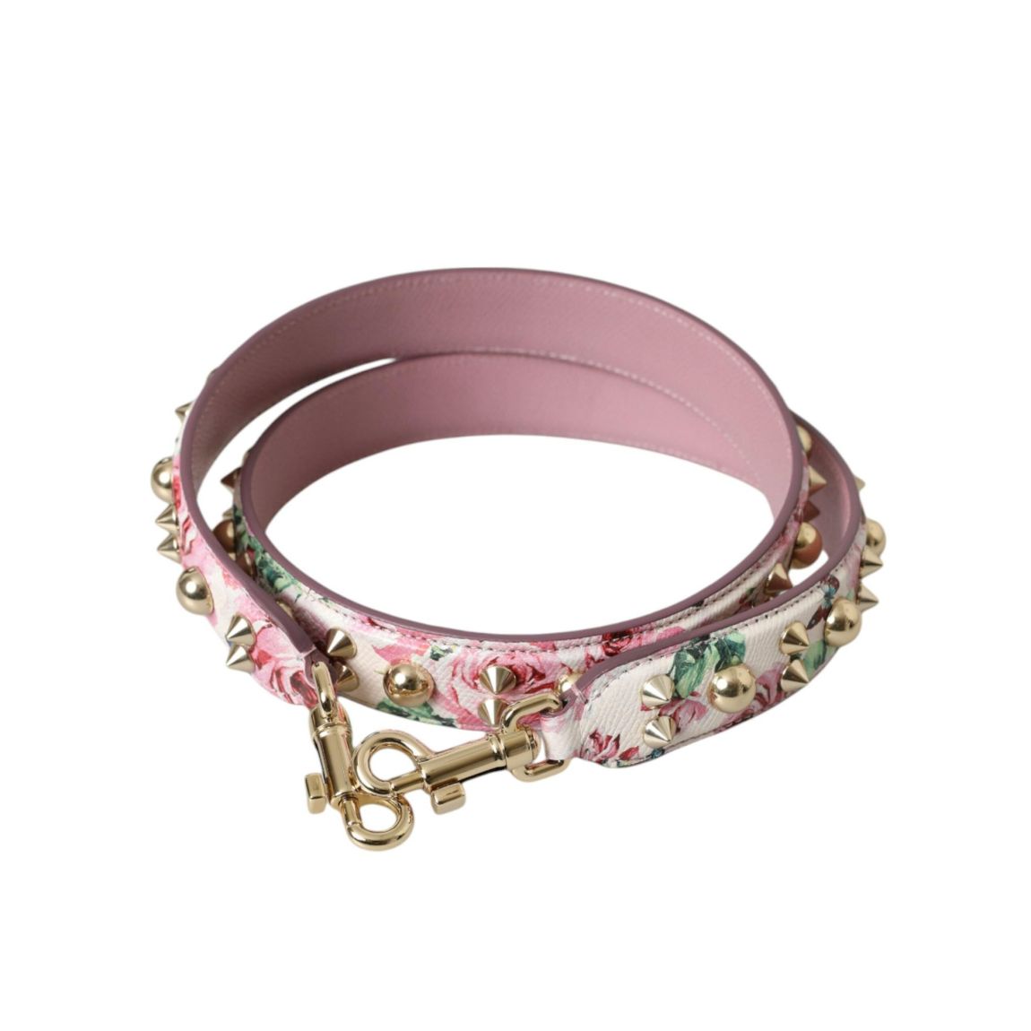 Decorative Floral Print Strap with Metallic Studs Wo - Pink Bags main product photo
