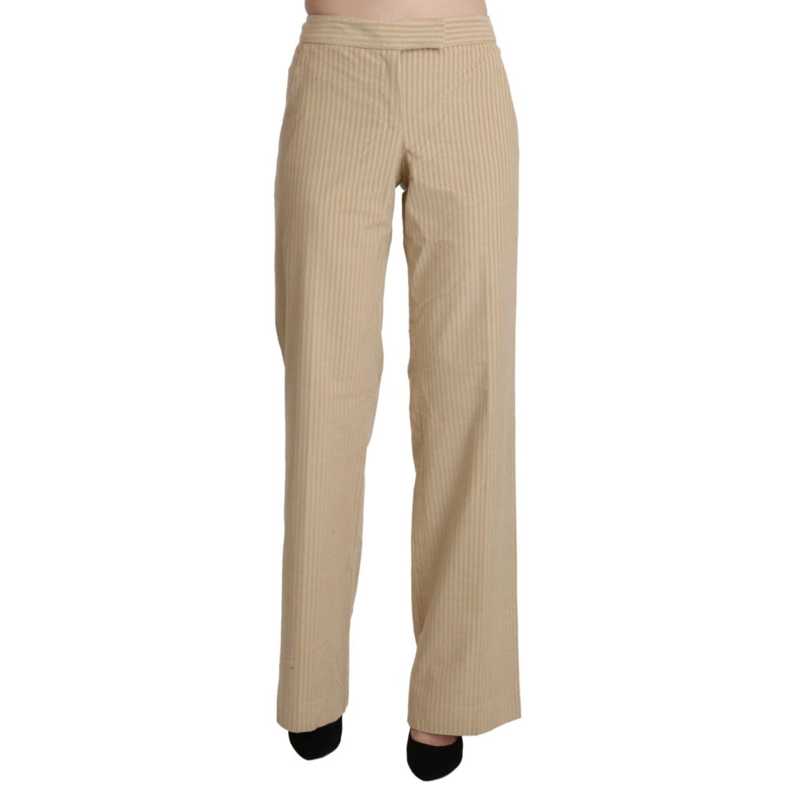 Beige pinstripe straightleg pants Wo Jeans main product photo