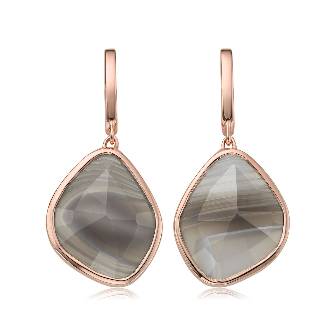 Rose Gold Vermeil Siren Large Nugget Earrings - Grey Agate main product photo