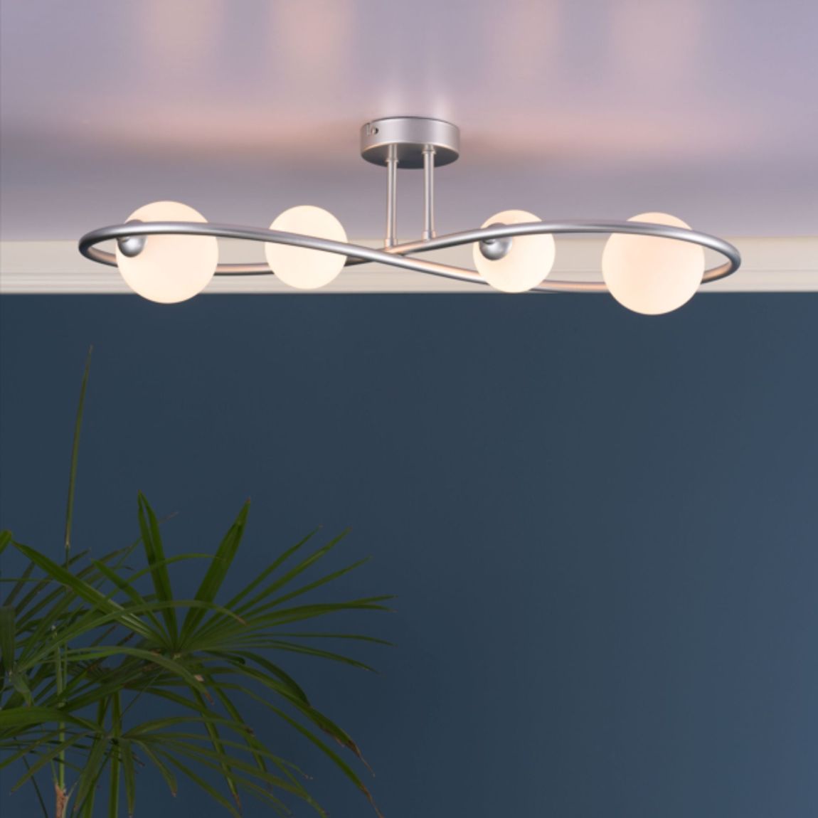 Lena 4 Light Matte Silver Semi Flush Ceiling Light main product photo