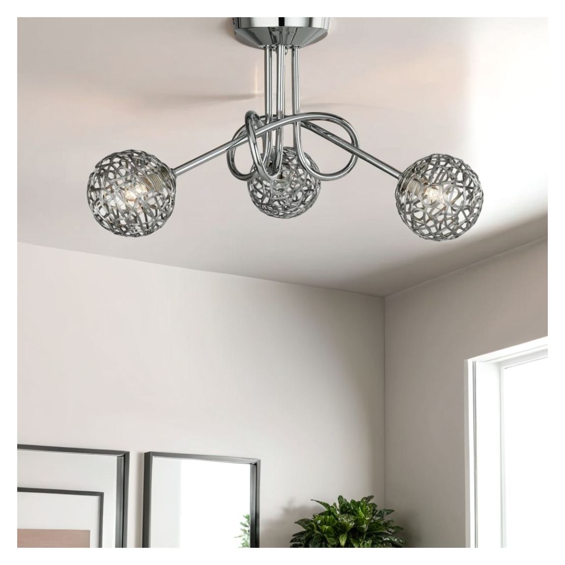Kesha 3 Light Ceiling Light Polished Chrome main product photo