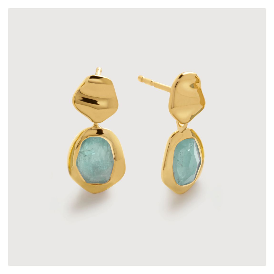 Gold Vermeil Odyssey Gemstone Small Drop Earrings - Aquamarine main product photo