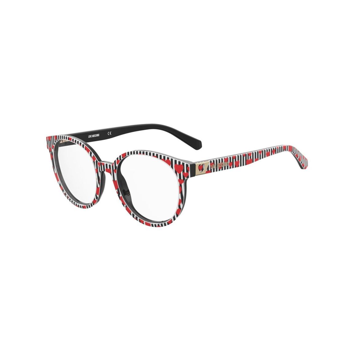 Round Eyeglasses Red Hearts Design Wo - Black Frames main product photo