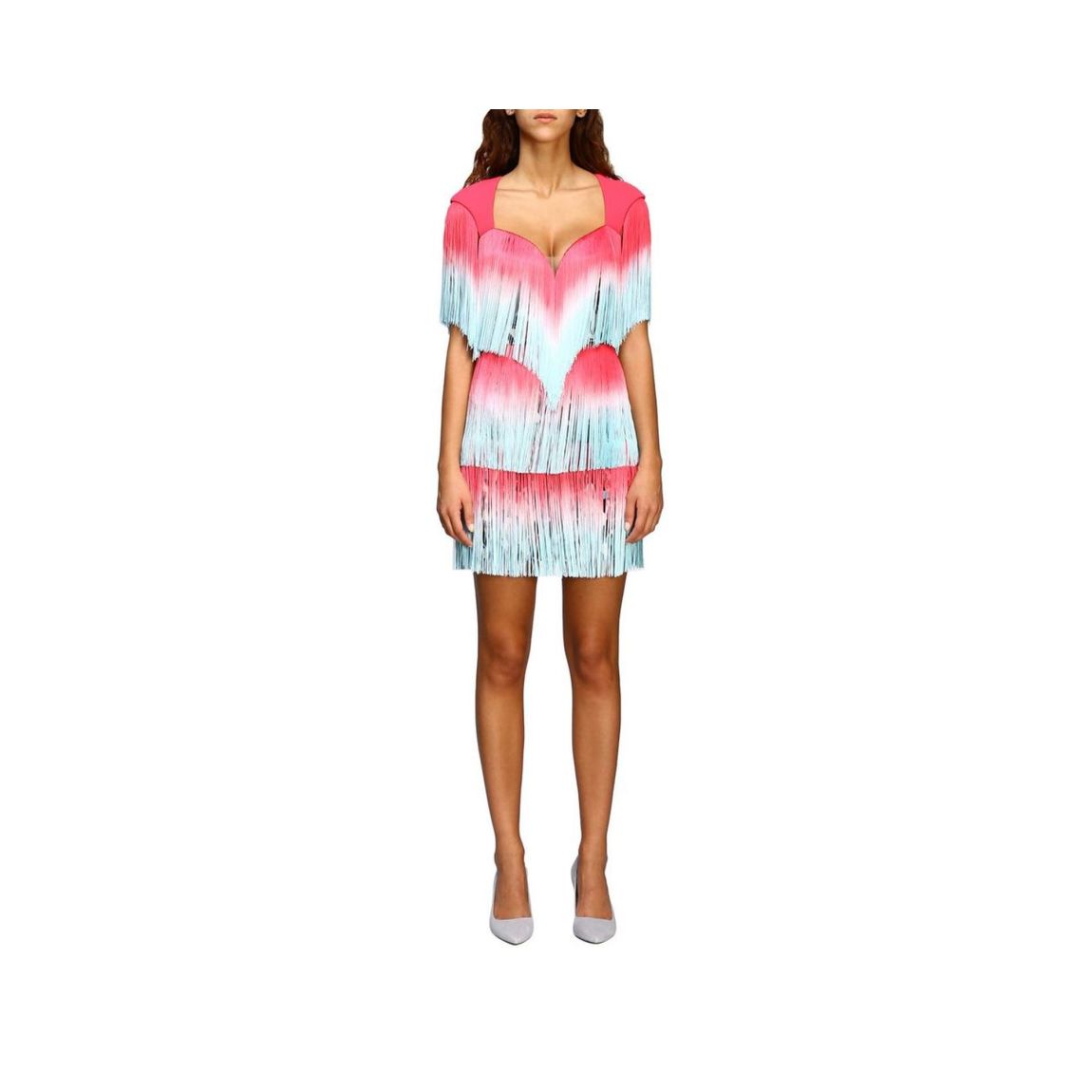 Fringed Mini Dress Sweetheart Neckline Wo - Pink Dresses main product photo
