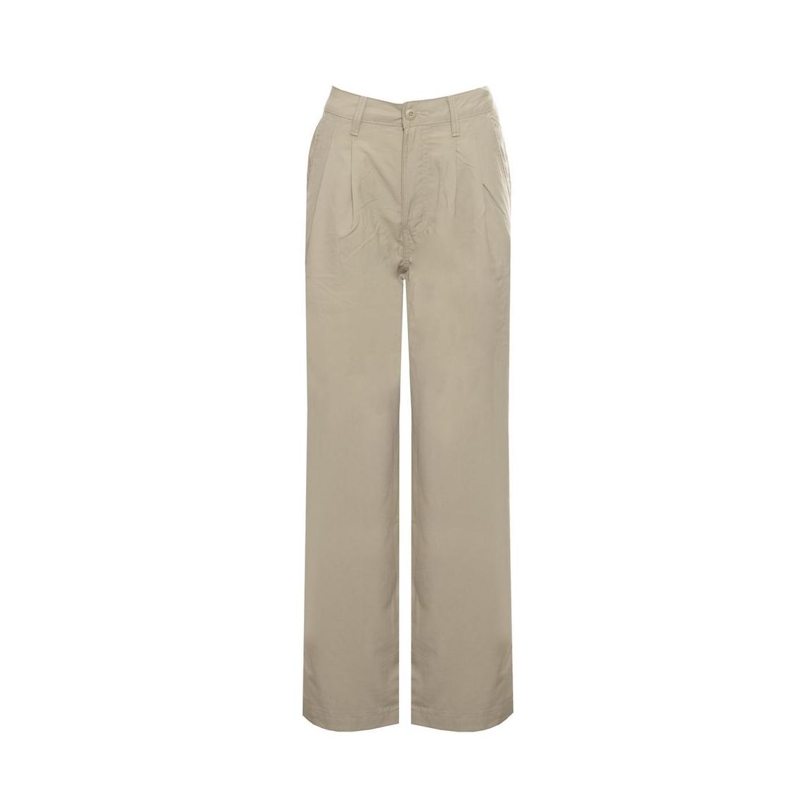Button-Fastening Solid Trousers with Pockets Wo - Green main product photo