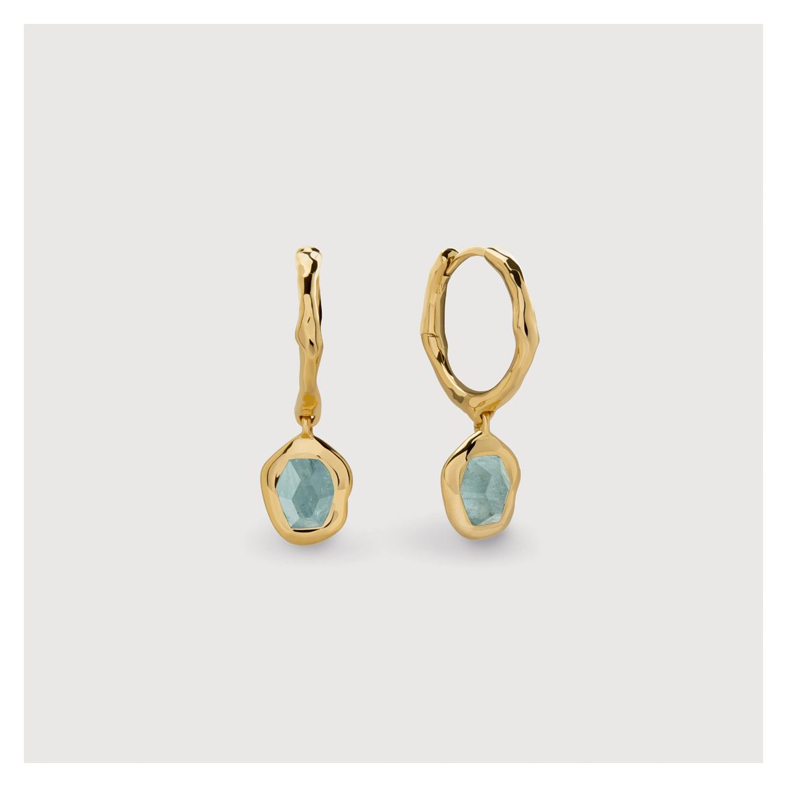 Gold Vermeil Odyssey Gemstone Huggie Earrings - Aquamarine main product photo