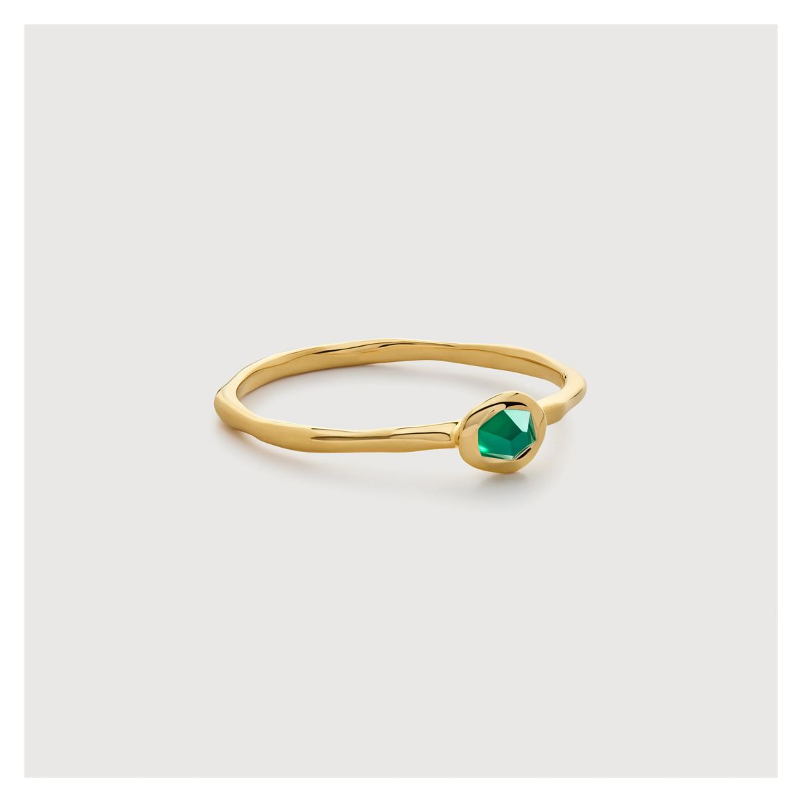 Gold Vermeil Odyssey Gemstone Stacking Ring - Green Onyx main product photo