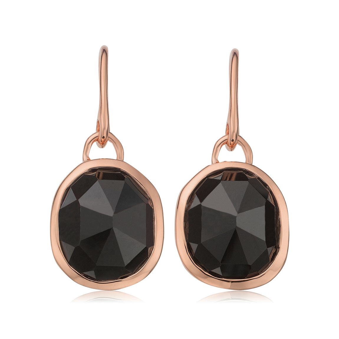 Rose Gold Vermeil Siren Gemstone Wire Earrings - Black Onyx main product photo