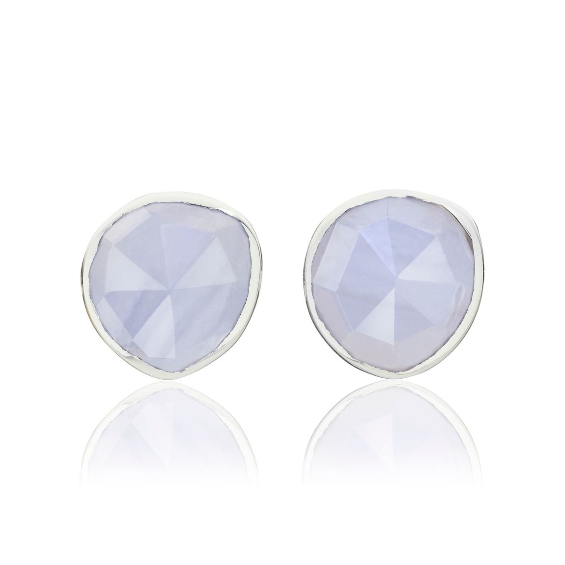 Sterling Silver Siren Gemstone Stud Earrings - Blue Lace Agate main product photo