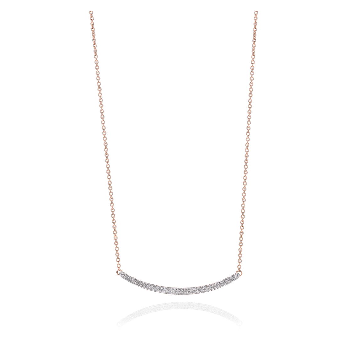 Rose Gold Vermeil Skinny Curve Necklace - Diamond main product photo