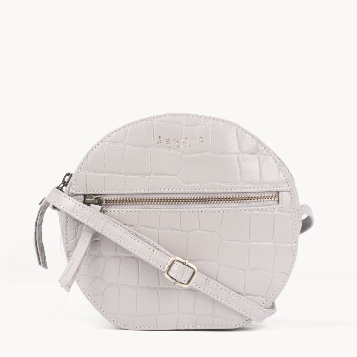 JANE' Embossed Croc Leather Round Designer Crossbody Bag main product photo