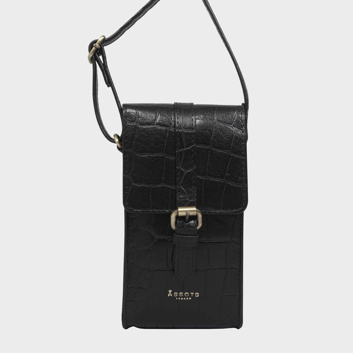 'PETRA' Croc Real Leather Mobile Phone Crossbody Bag main product photo