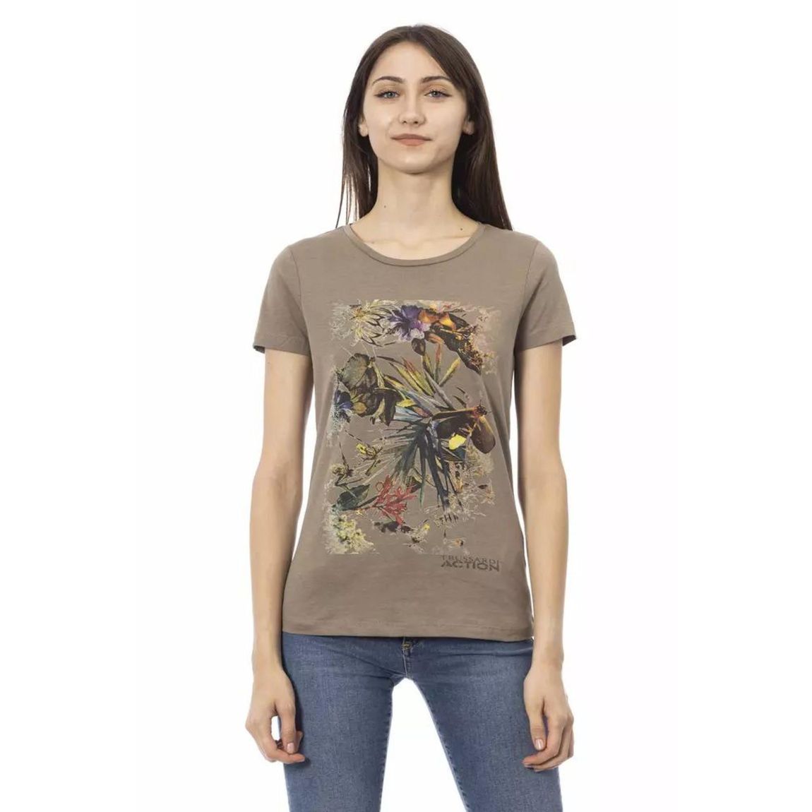 Floral Print TShirt Wo - Brown T-Shirts main product photo