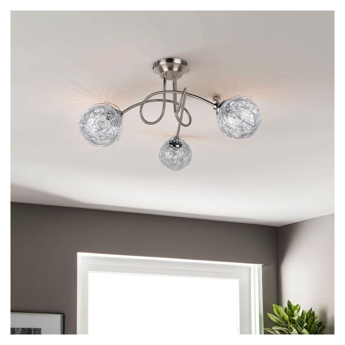 Orinoco 3 Light Chrome Semi Flush Ceiling Light main product photo