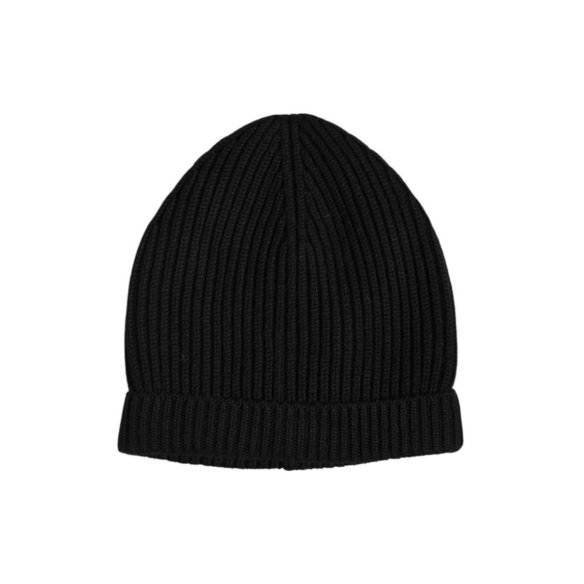 Ribbed Knit Wool Beanie - Black Hats main product photo