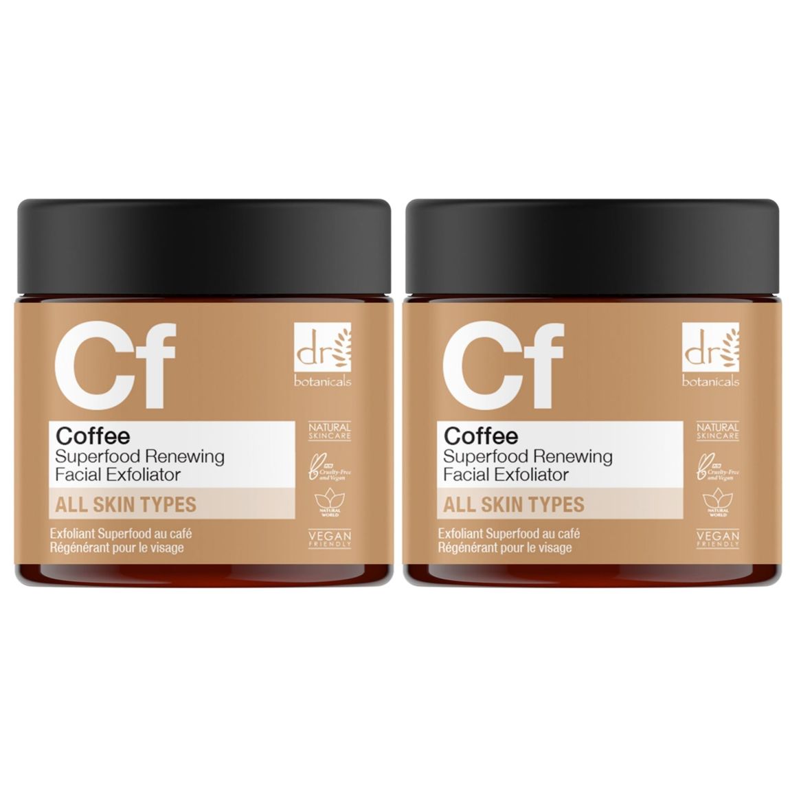 Dr Botanicals Coffee Superfood Renewing Facial Exfoliator 60ml x 2 Duo Pack main product photo