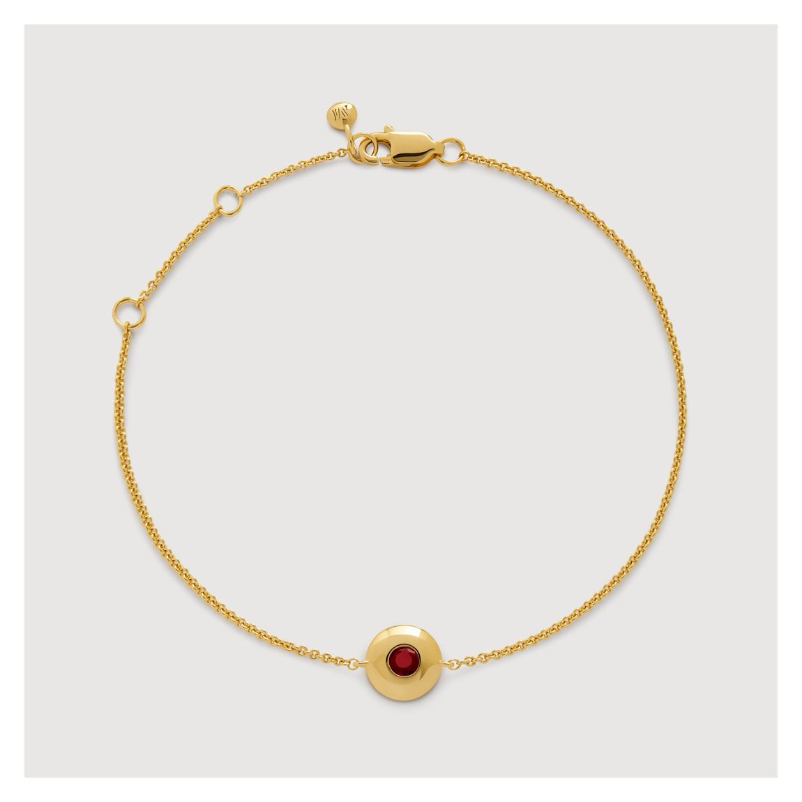 Gold Vermeil January Birthstone Chain Bracelet - Red Garnet main product photo
