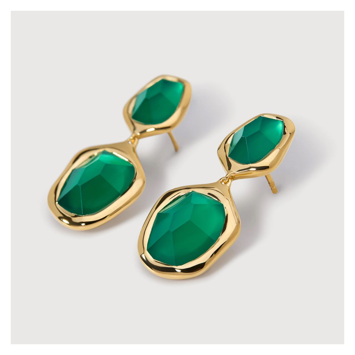 Gold Vermeil Odyssey Gemstone Cocktail Earrings - Green Onyx main product photo