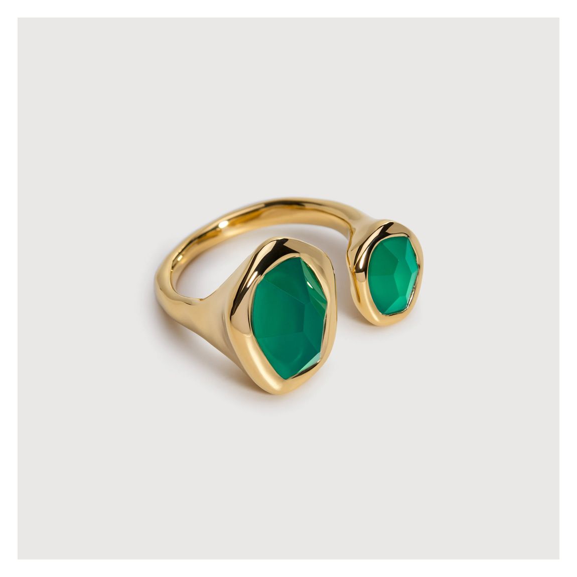 Gold Vermeil Odyssey Gemstone Open Ring - Green Onyx main product photo