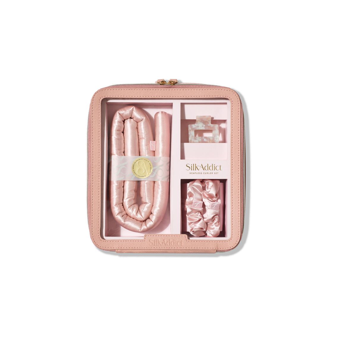 Silk Addict 100% Mulberry Silk Heatless Curlers Set - Pale Pink main product photo