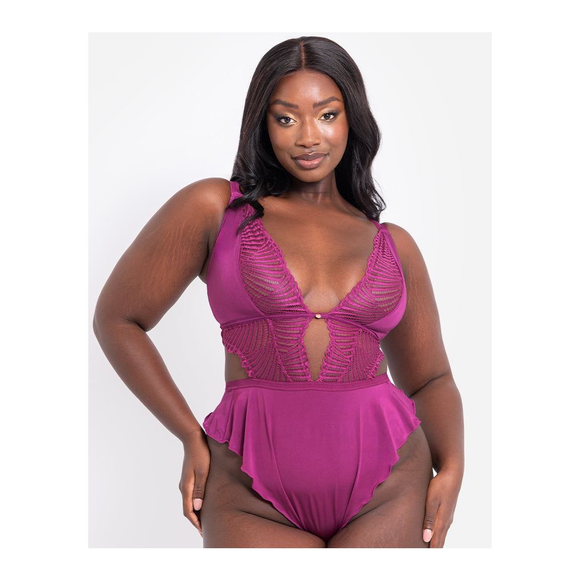 Scantilly After Hours Stretch Lace Teddy Orchid XL main product photo