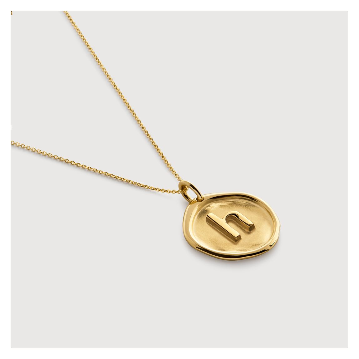 Gold Vermeil Initial H Stamp Chain Necklace - Gold main product photo