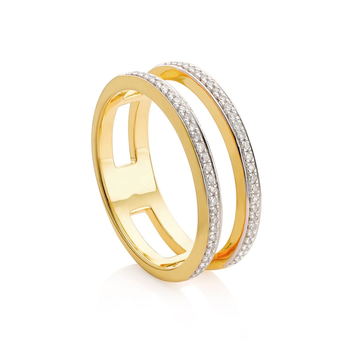 Gold Vermeil Skinny Double Band Ring - Diamond main product photo