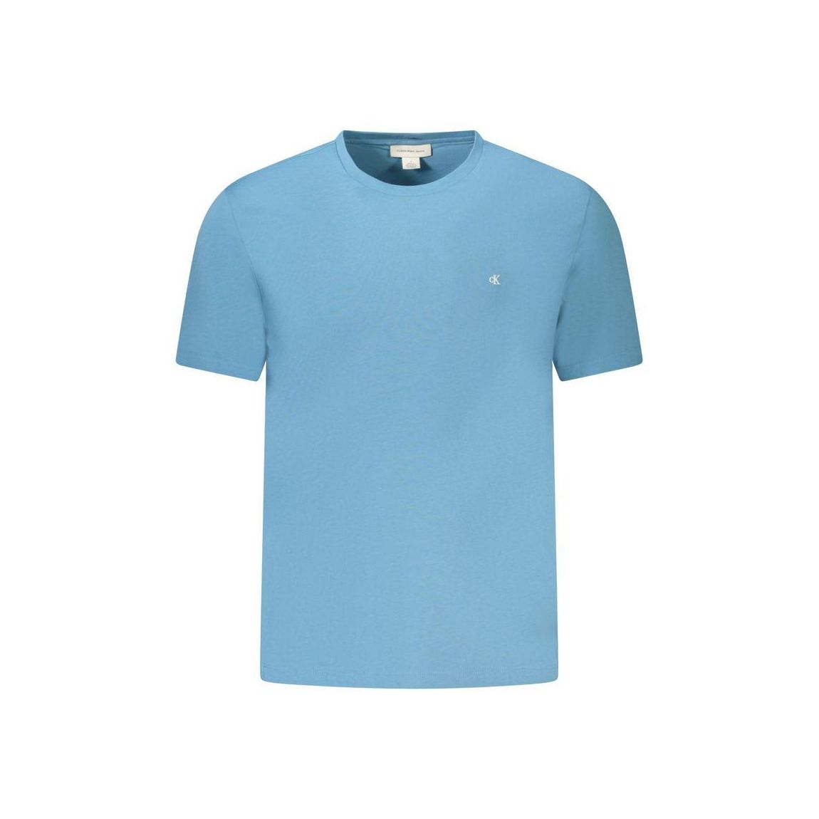 Cotton Crew Neck T-Shirt with Embroidered Logo - Blue main product photo