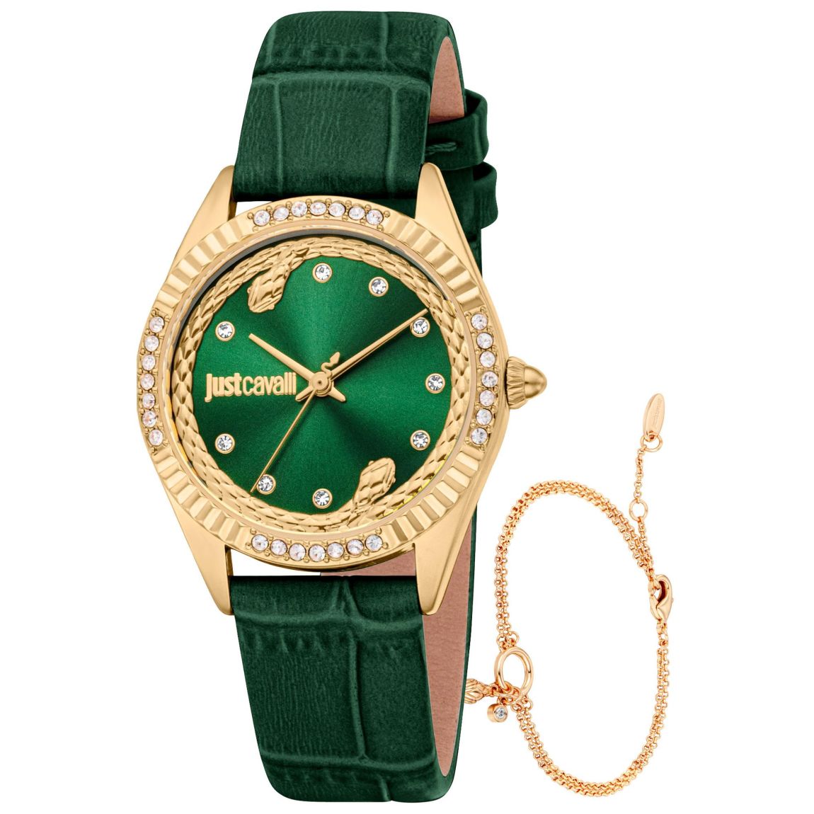 Green Leather Watch with Crystals Wo Watches main product photo