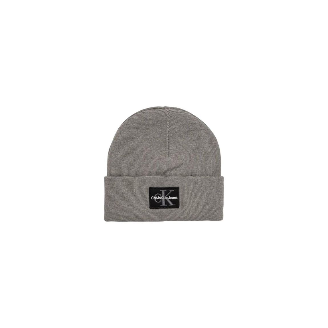 Knit Beanie with Logo Patch - Gray Hats main product photo