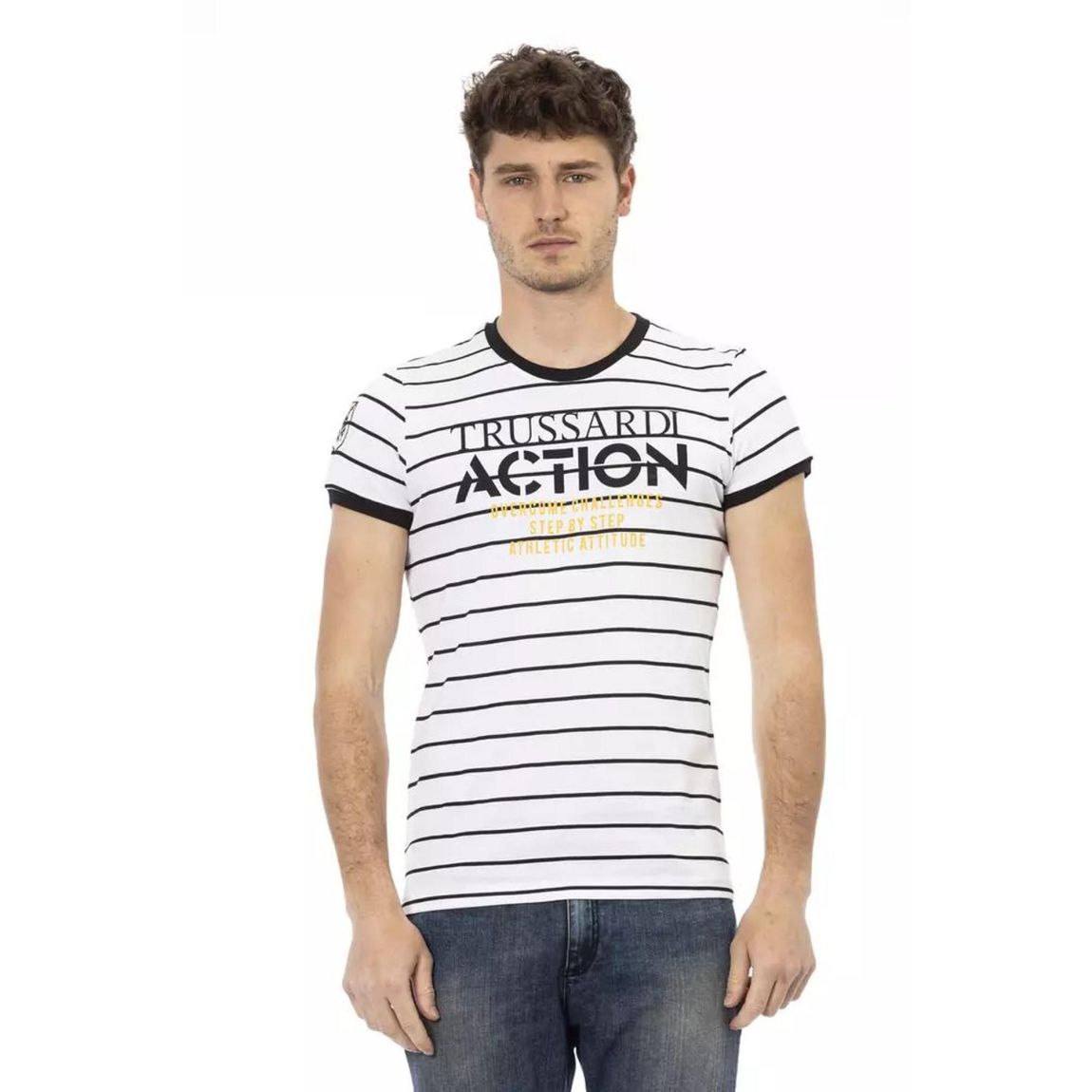 Striped Crew Neck TShirt - White T-Shirts main product photo